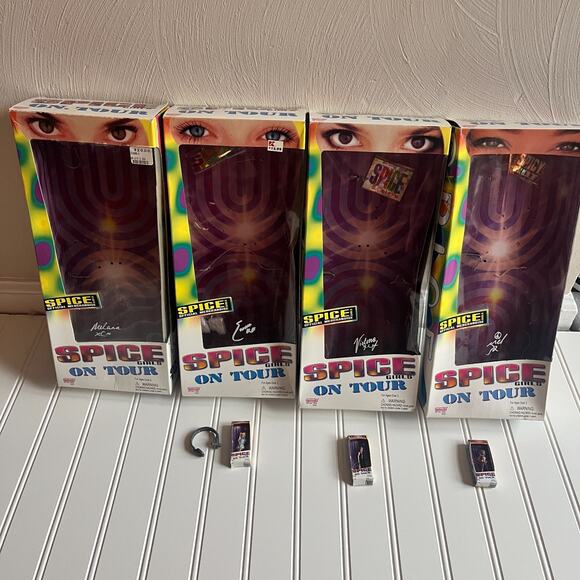 Spice Girls On Tour Mini Dolls & Empty Boxes Galoob 1998 Vintage - Picture 1 of 16